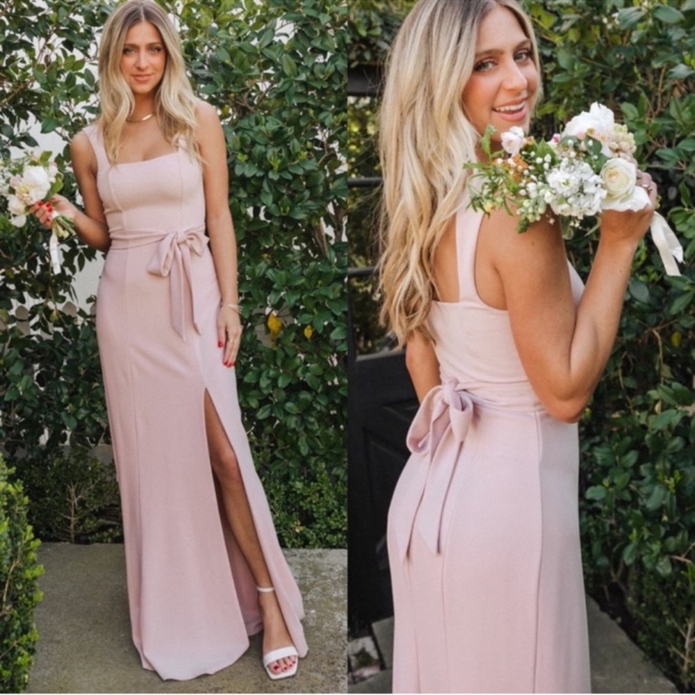 Show Me Your Mumu Paris Maxi Belted Gown Dusty Blush Stretch